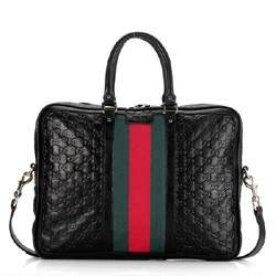 1:1 Gucci 246067 Men's Briefcase Bag-Black Guccissima Leather - Click Image to Close